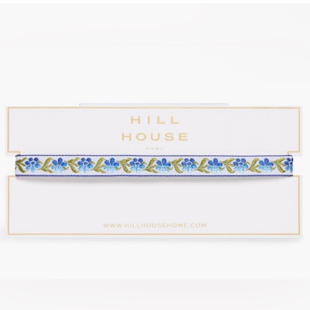 Hill House Home Blue Floral Ribbon Choker Necklace NWT